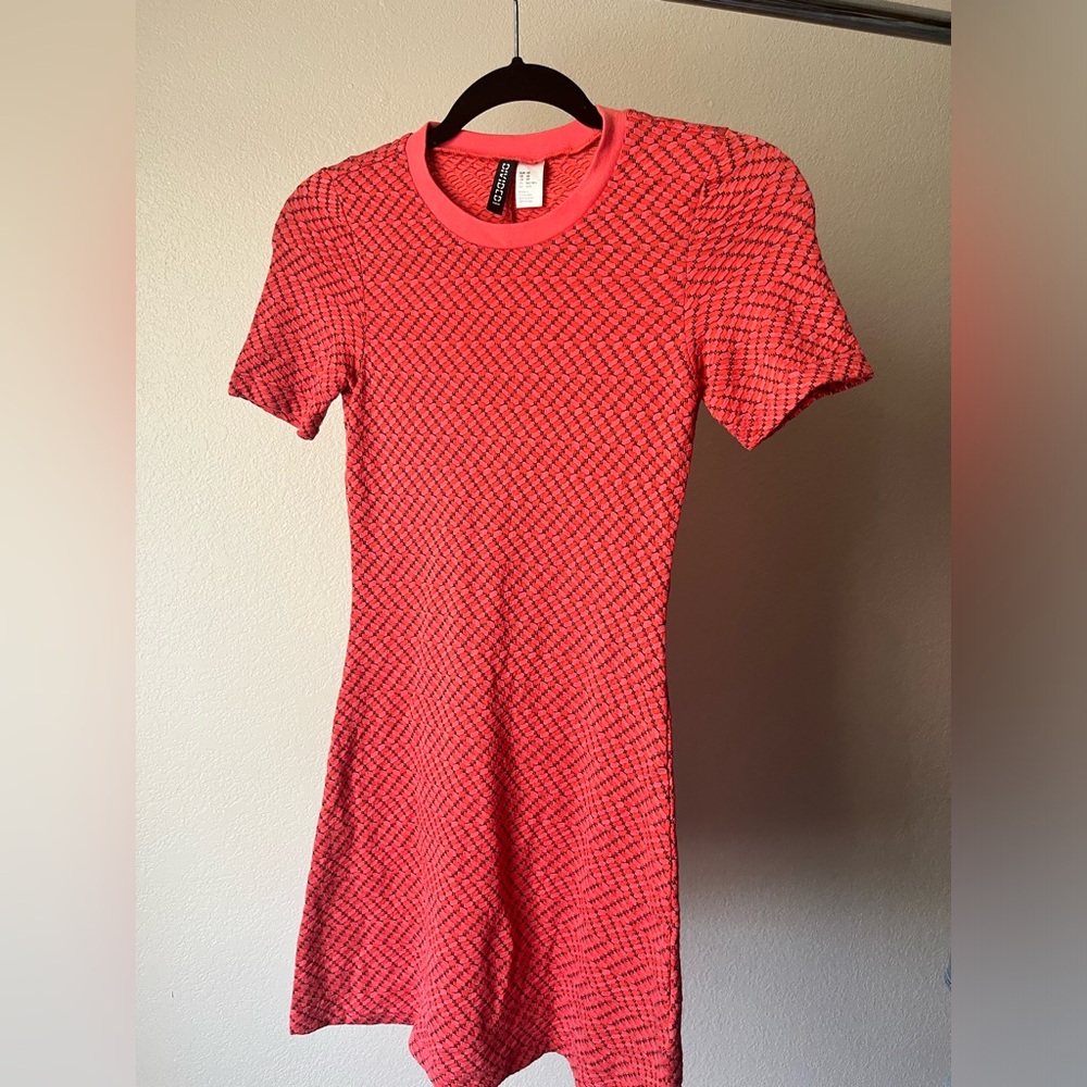 Orange pattern stretch t shirt dress